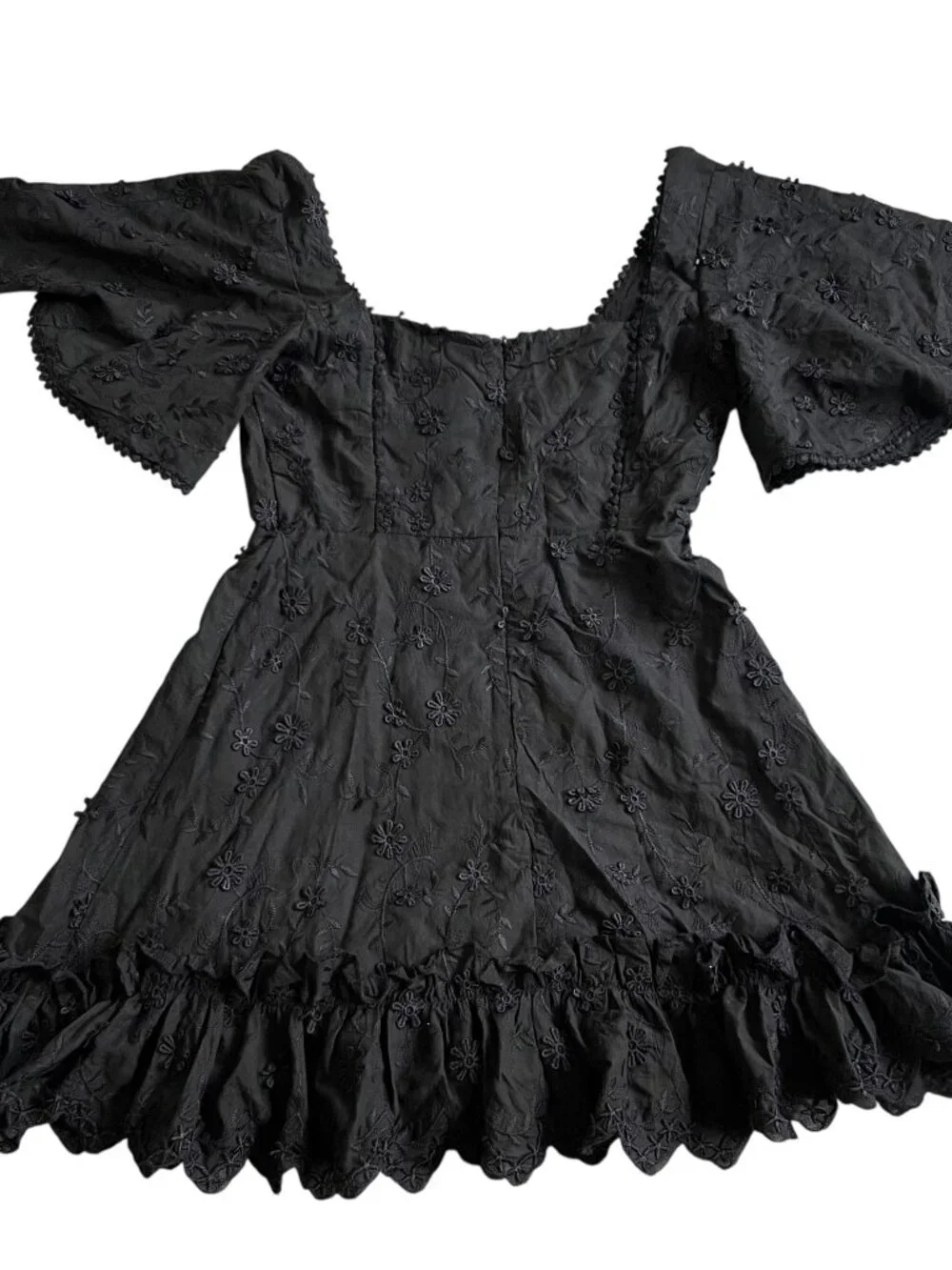 Showpo dress Fancy A Spritz Mini Square Neck Black Embroidery size 4 short - Picture 2 of 4